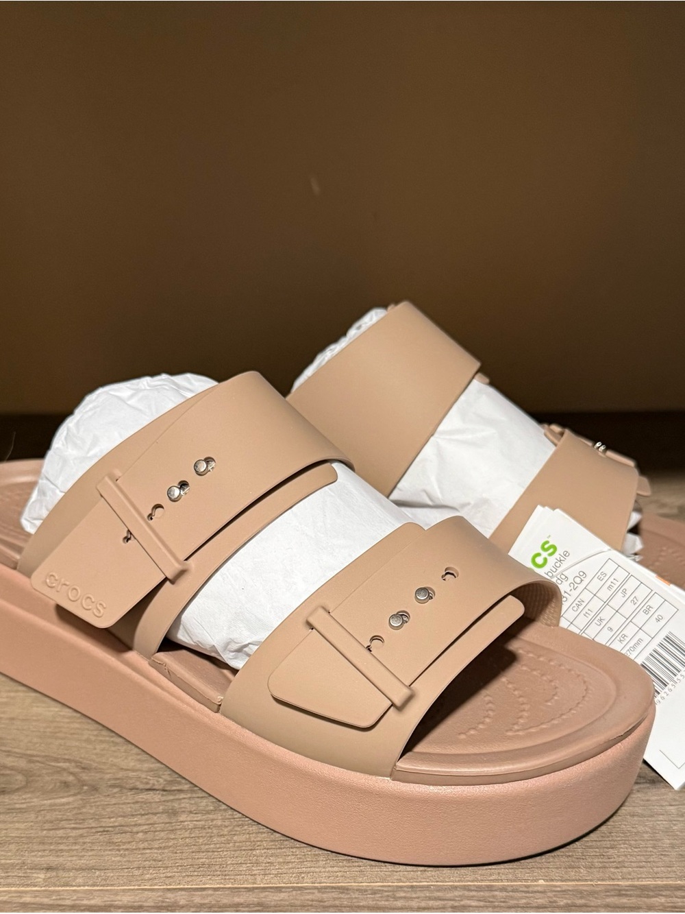 CROCS Platform Double-Strap Slide - Nude Pink